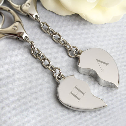 Personalised Initials Two Hearts Keyring - MK&JD Gifts