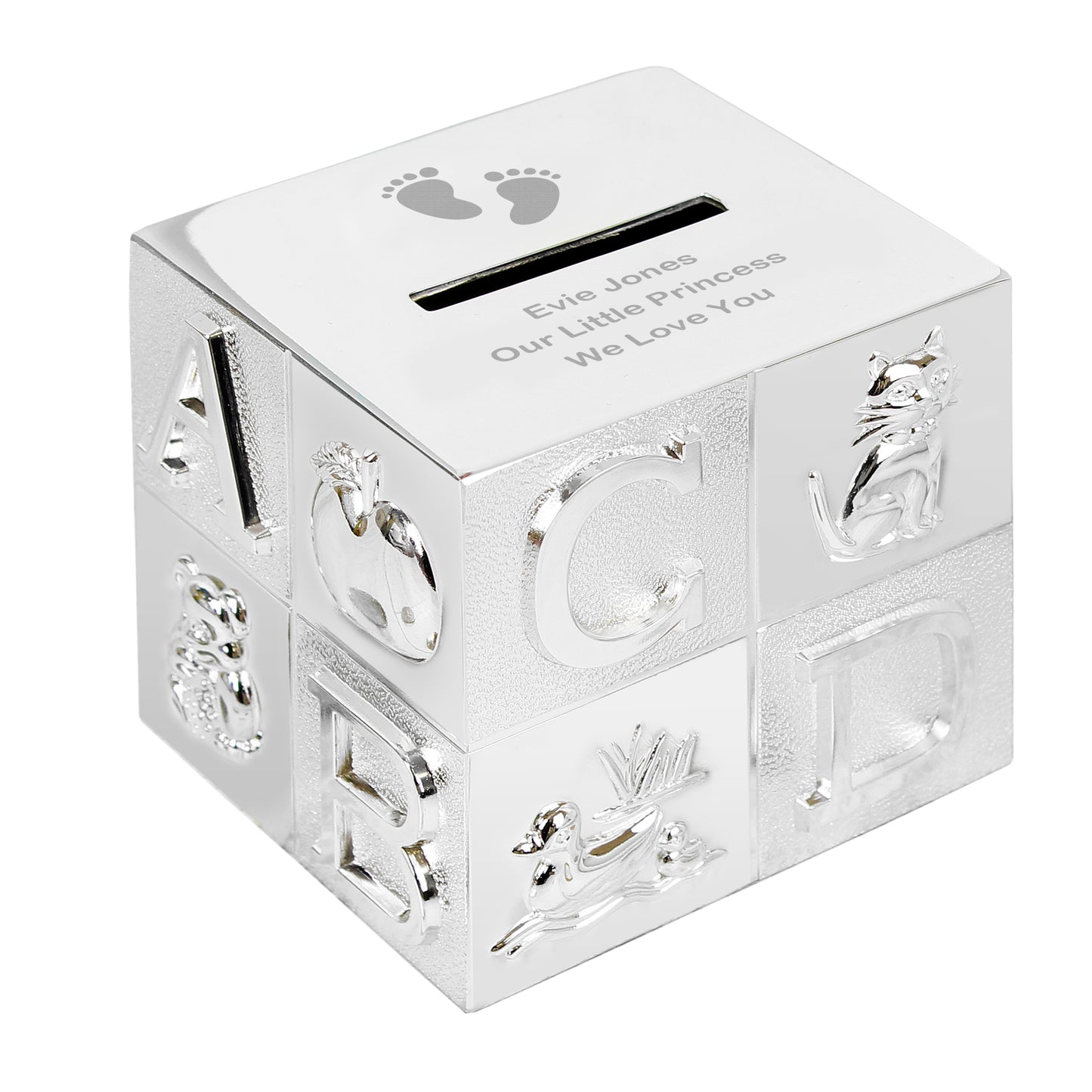 Personalised Footprints ABC Money Box - MK&JD Gifts