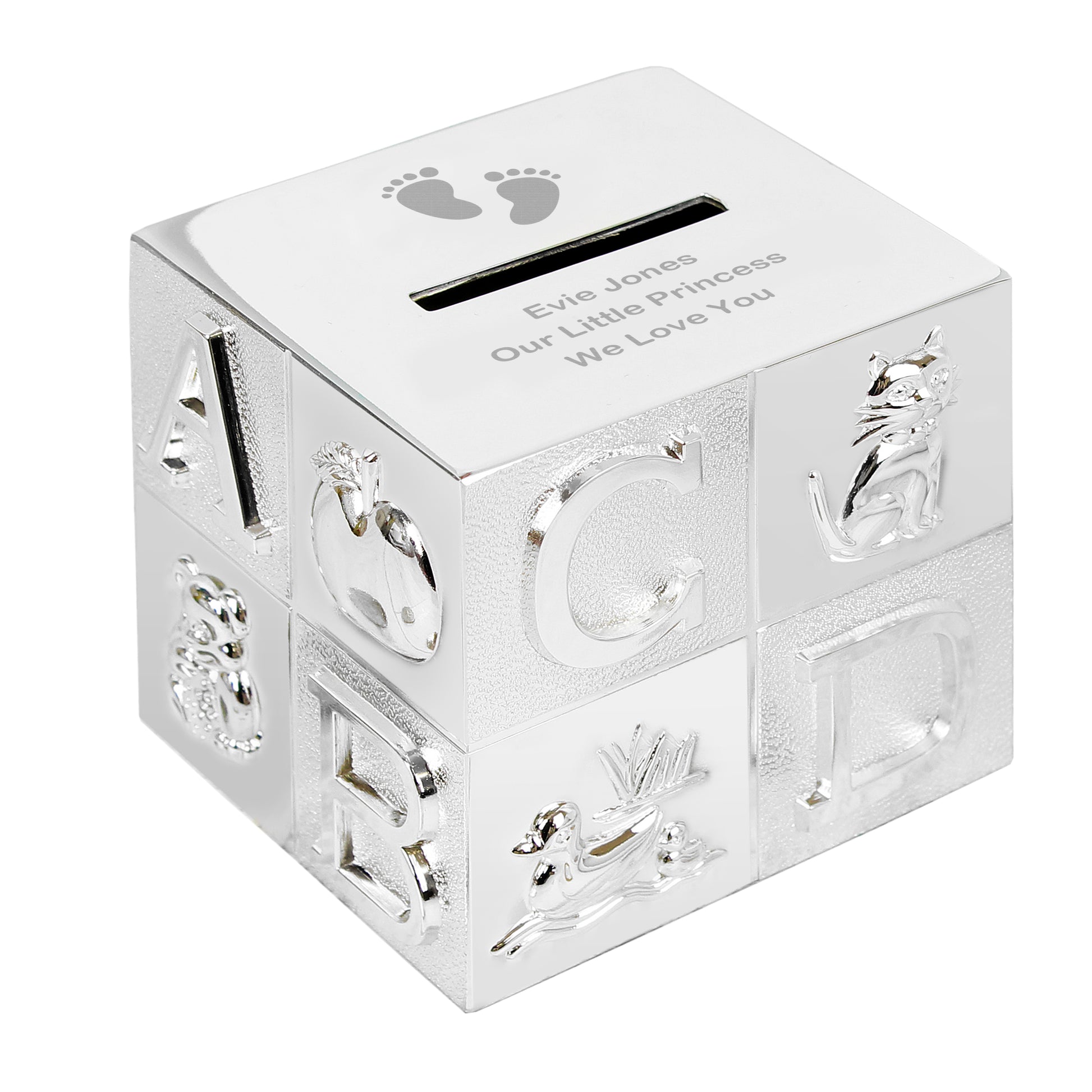 Personalised Footprints ABC Money Box - MK&JD Gifts