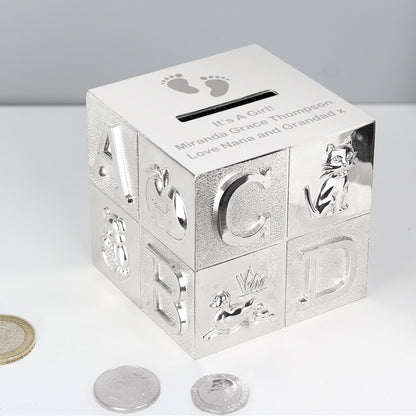 Personalised Footprints ABC Money Box - MK&JD Gifts