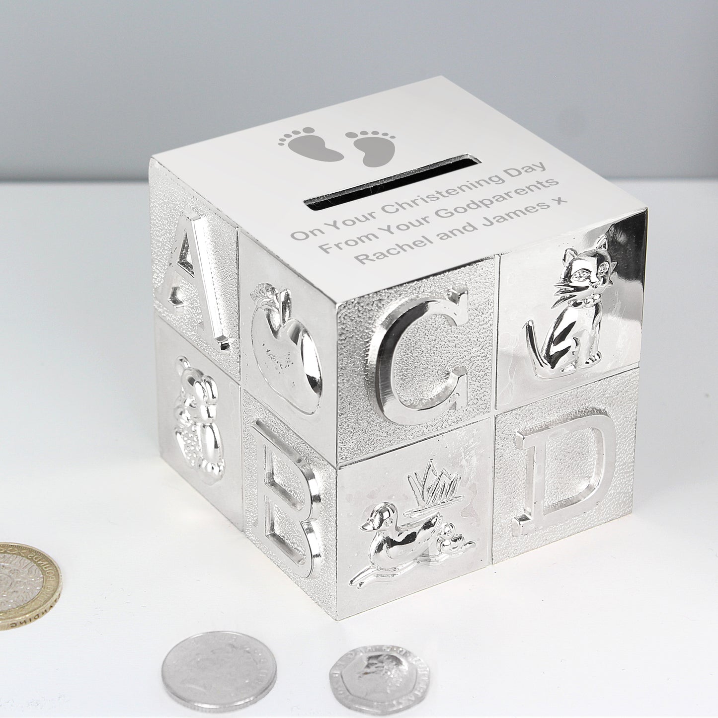 Personalised Footprints ABC Money Box - MK&JD Gifts