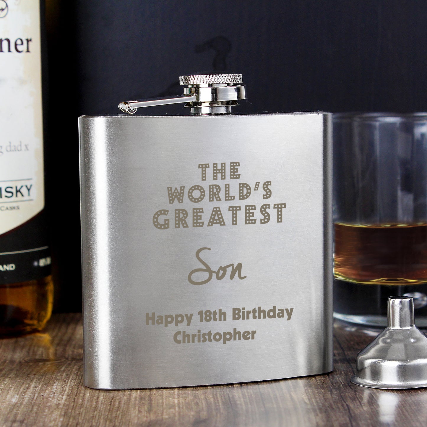 Personalised 'The World's Greatest' Hip Flask - MK&JD Gifts