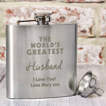 Personalised 'The World's Greatest' Hip Flask - MK&JD Gifts