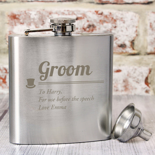 Personalised Groom Hip Flask - MK&JD Gifts