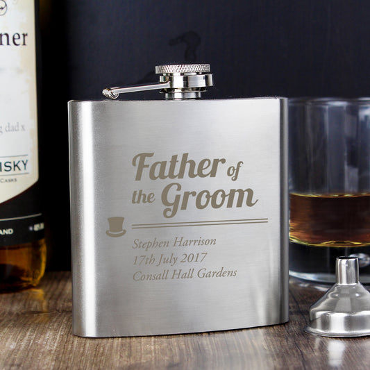 Personalised Father of the Groom Hip Flask - MK&JD Gifts