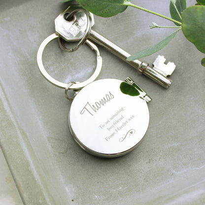 Personalised Swirls & Hearts Photo Keyring - MK&JD Gifts