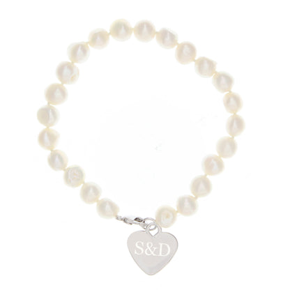 Personalised White Freshwater Pearl Initial Bracelet - MK&JD Gifts