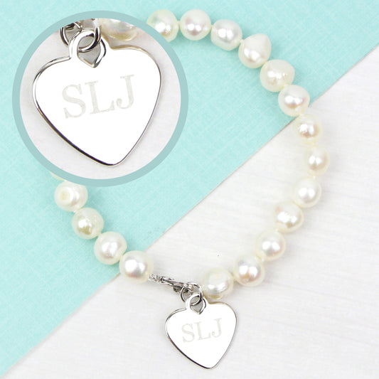 Personalised White Freshwater Pearl Initial Bracelet - MK&JD Gifts