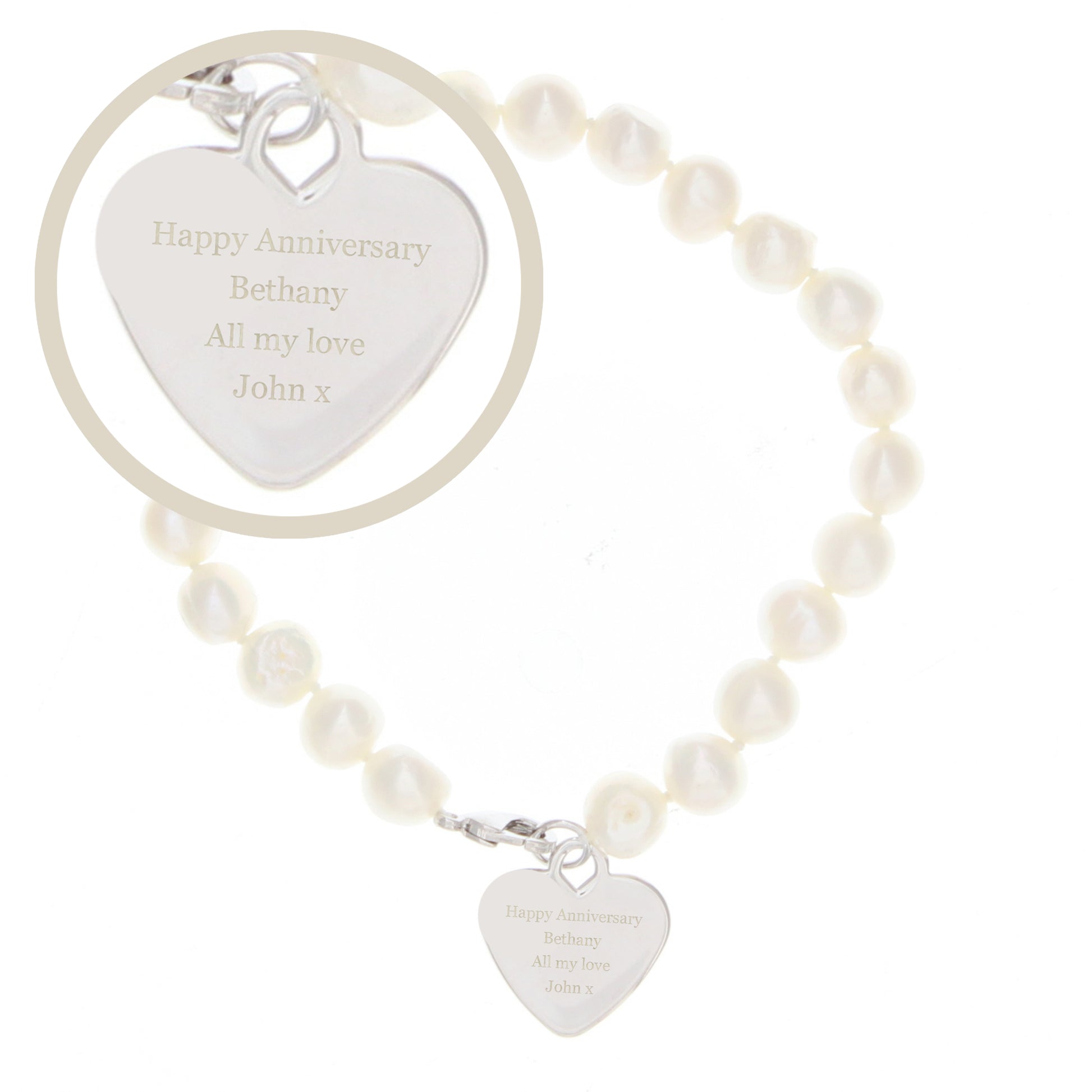 Personalised White Freshwater Pearl Message Bracelet - MK&JD Gifts