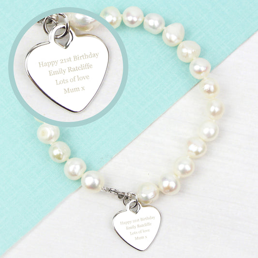 Personalised White Freshwater Pearl Message Bracelet - MK&JD Gifts