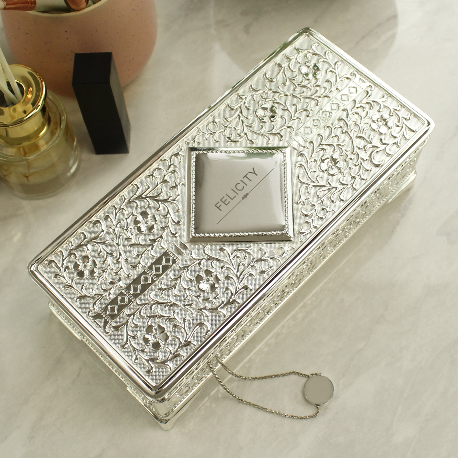 Personalised Classic Antique Silver Plated Jewellery Box - MK&JD Gifts
