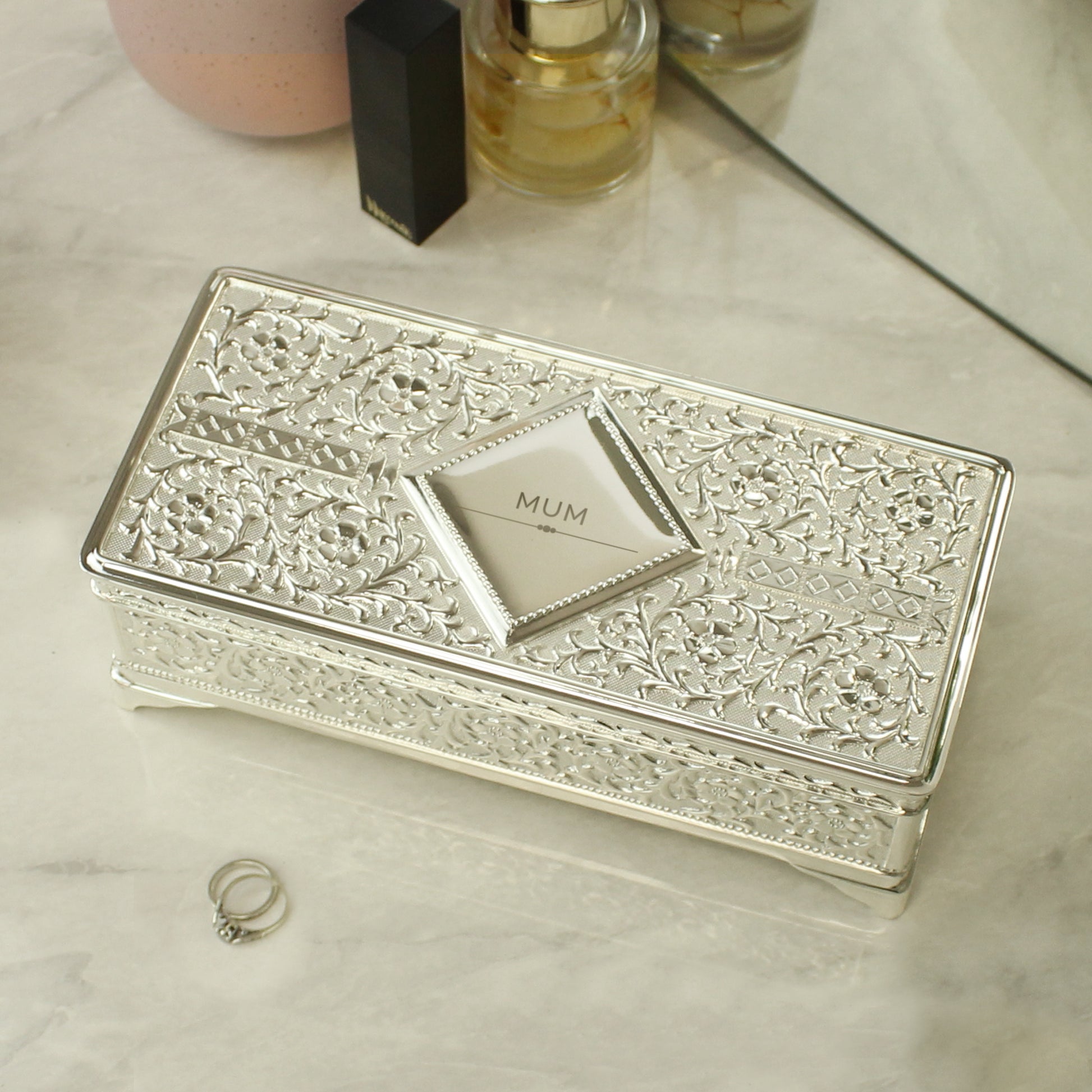 Personalised Classic Antique Silver Plated Jewellery Box - MK&JD Gifts