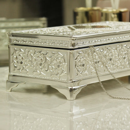 Personalised Swirls & Hearts Antique Silver Plated Jewellery Box - MK&JD Gifts