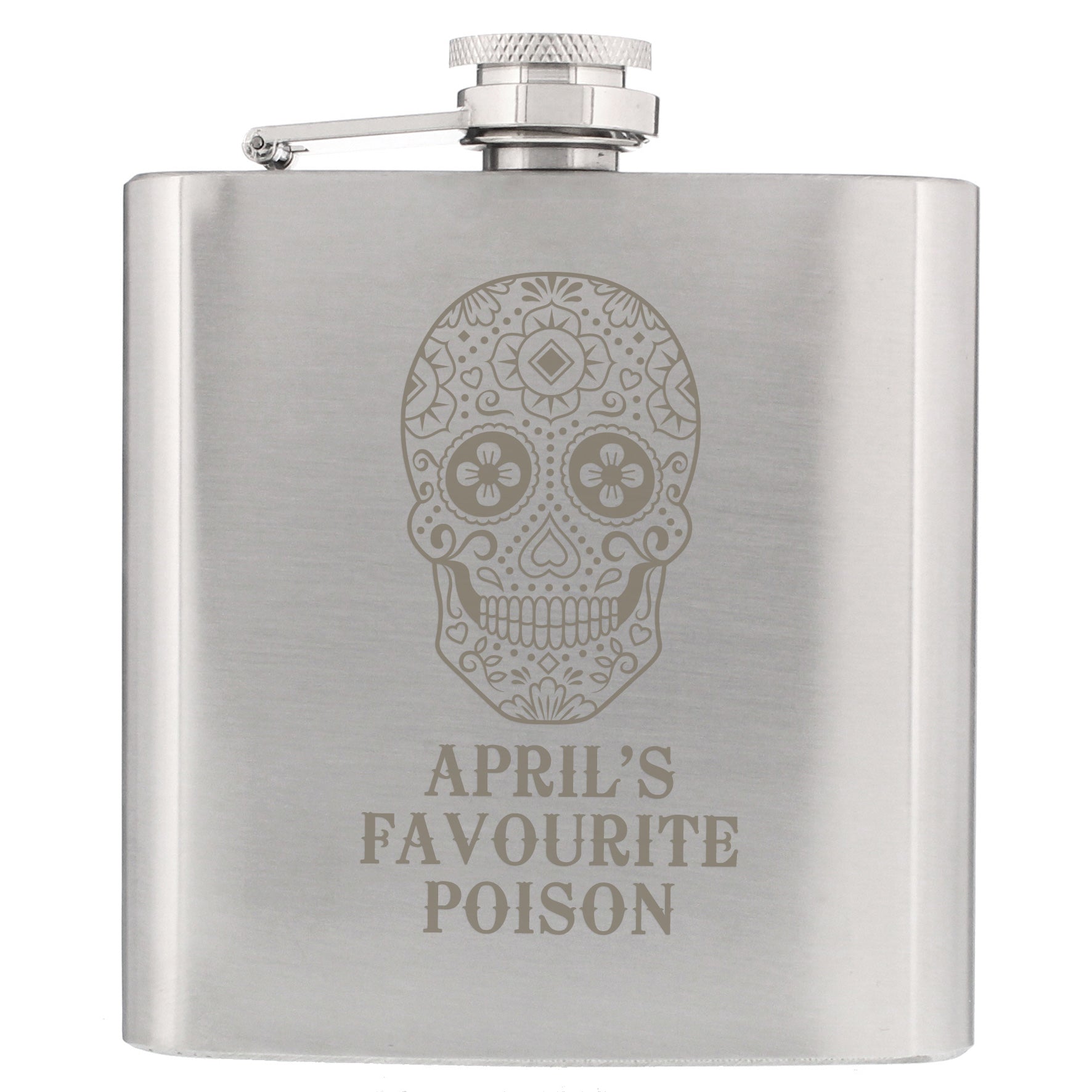 Personalised Sugar Skull Hip Flask - MK&JD Gifts