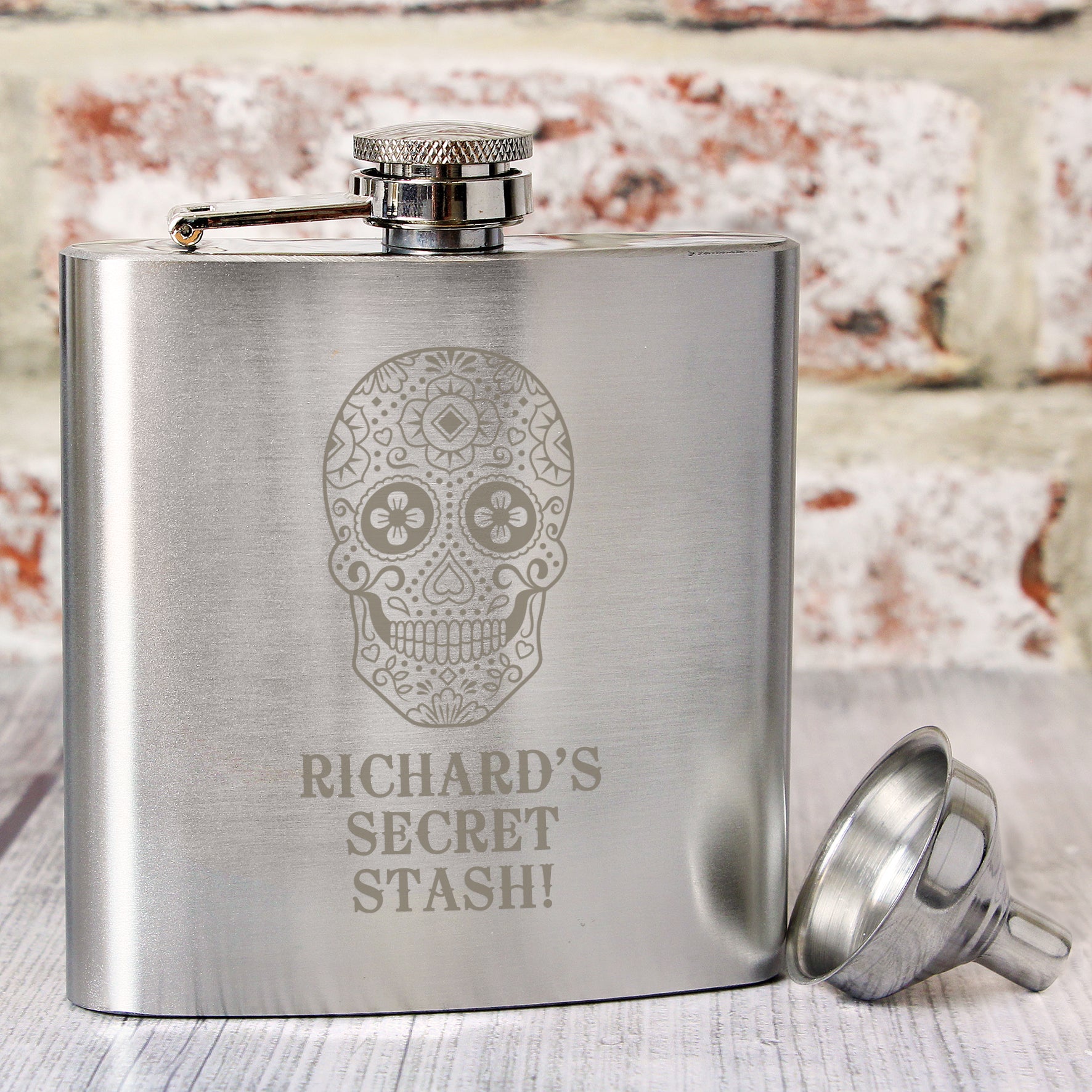 Personalised Sugar Skull Hip Flask - MK&JD Gifts