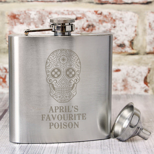 Personalised Sugar Skull Hip Flask - MK&JD Gifts