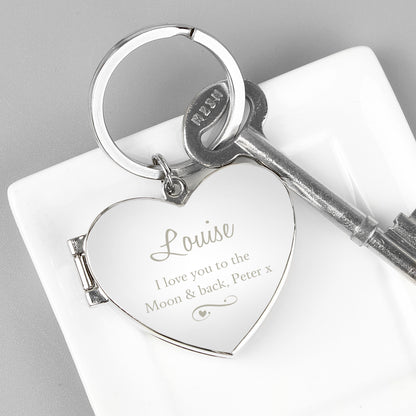 Personalised Swirl Heart Photoframe Keyring - MK&JD Gifts