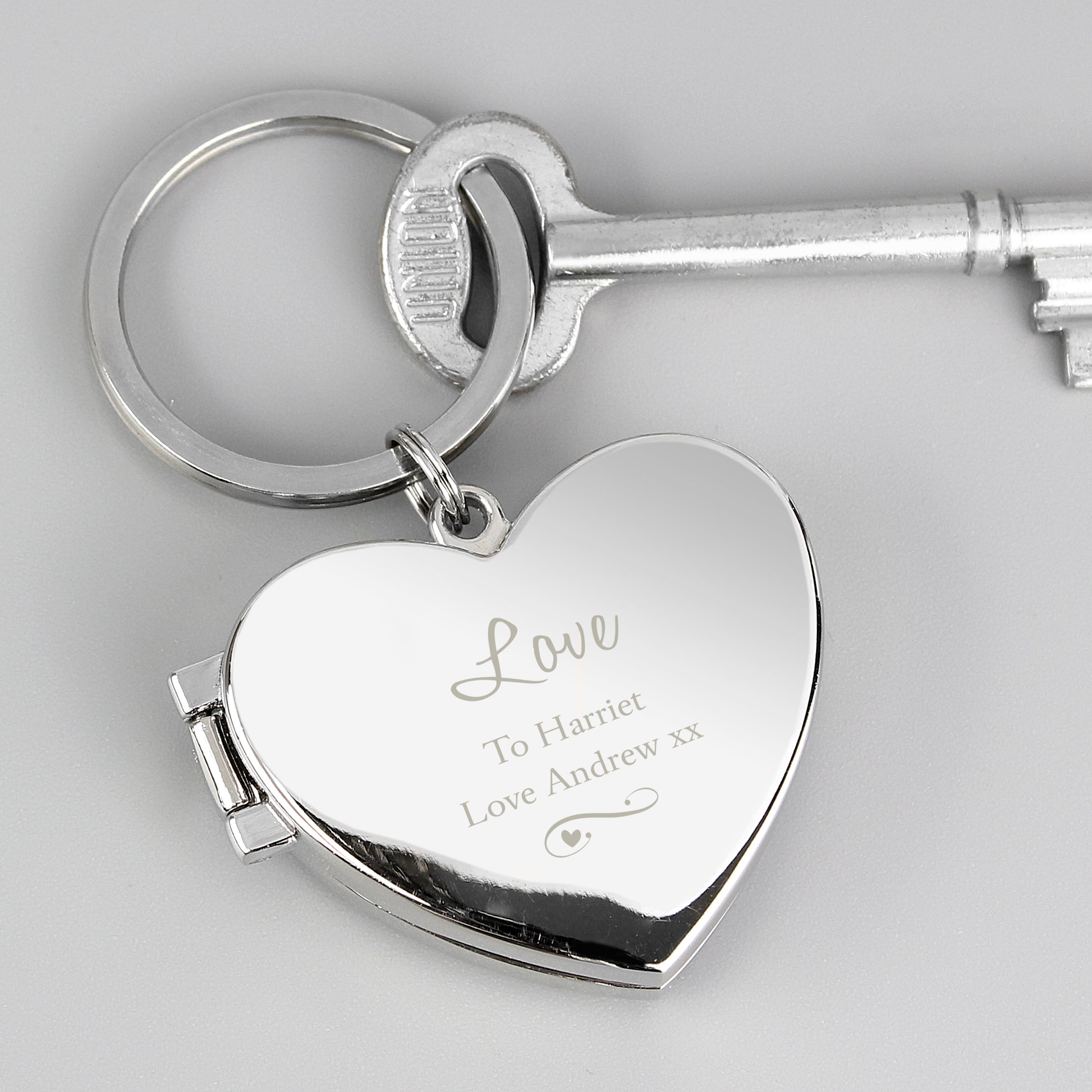 Personalised Swirl Heart Photoframe Keyring - MK&JD Gifts