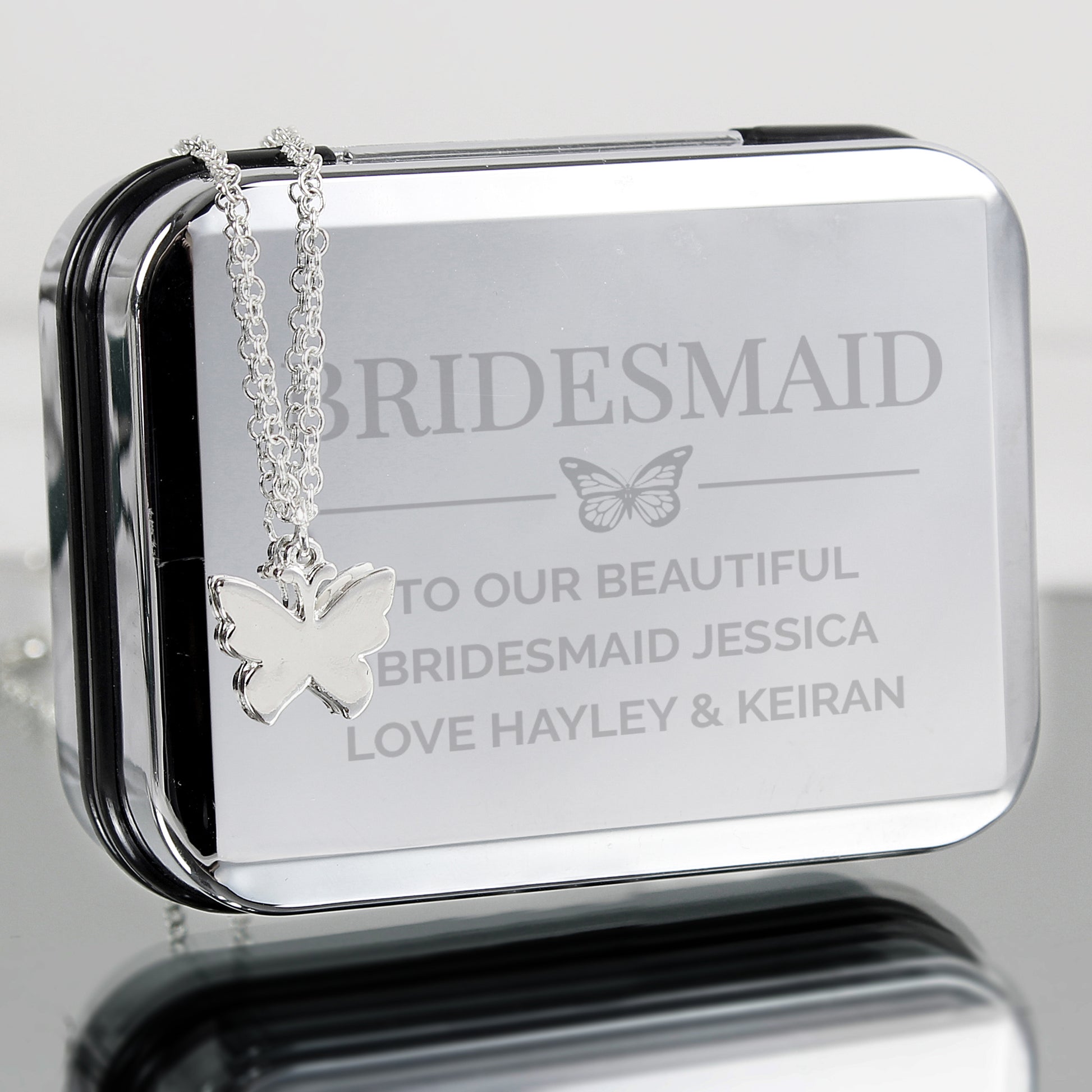 Personalised Box and Butterfly Necklace - MK&JD Gifts