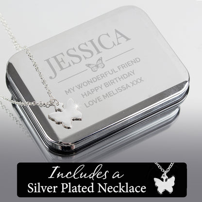 Personalised Box and Butterfly Necklace - MK&JD Gifts