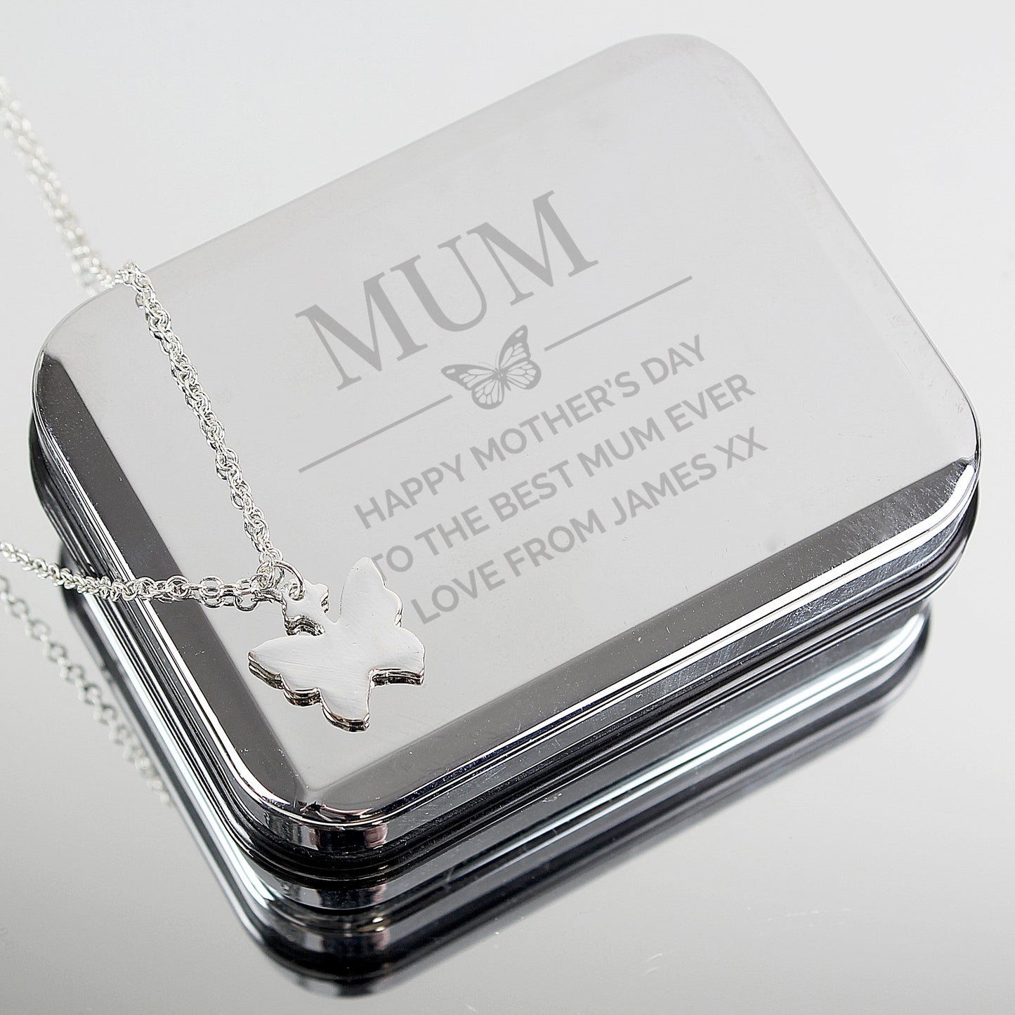 Personalised Box and Butterfly Necklace - MK&JD Gifts