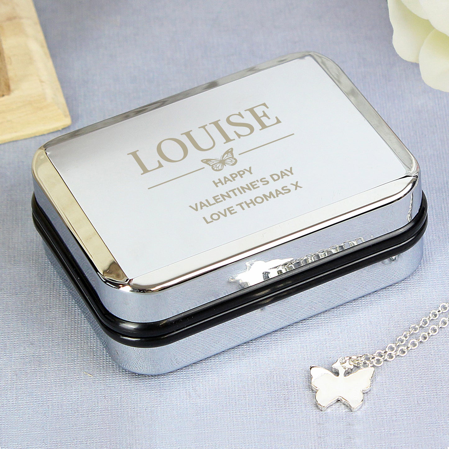 Personalised Box and Butterfly Necklace - MK&JD Gifts