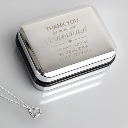 Personalised Bridesmaid Box and Sterling Silver Heart Necklace - MK&JD Gifts