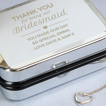 Personalised Bridesmaid Box and Sterling Silver Heart Necklace - MK&JD Gifts