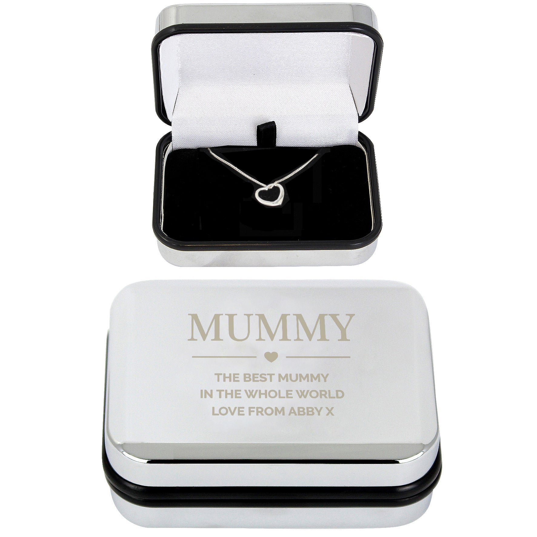 Personalised Box and Sterling Silver Heart Necklace - MK&JD Gifts