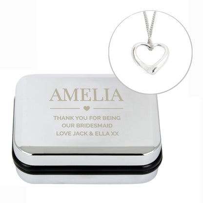 Personalised Box and Sterling Silver Heart Necklace - MK&JD Gifts