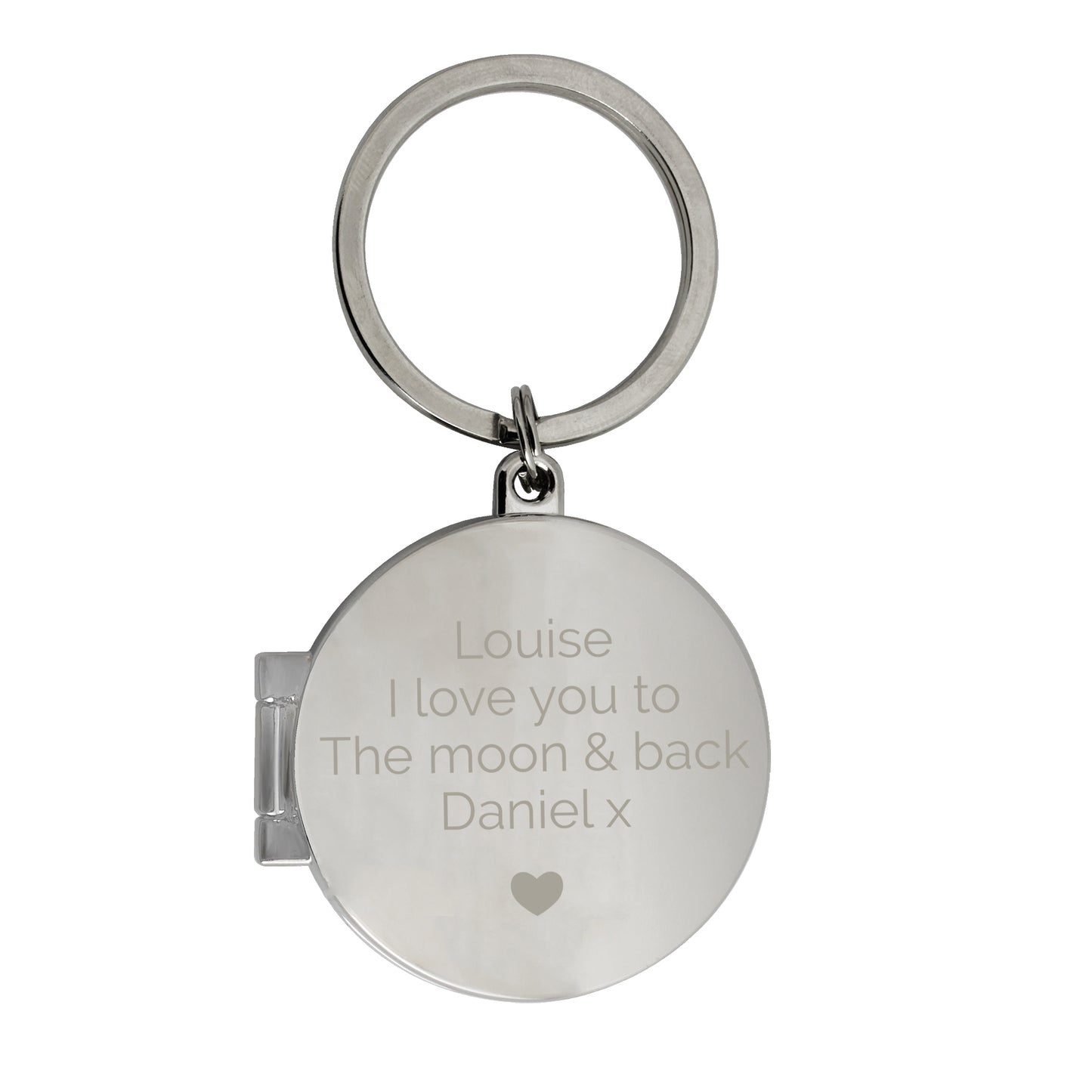 Personalised Heart Motif Round Photo Keyring - MK&JD Gifts
