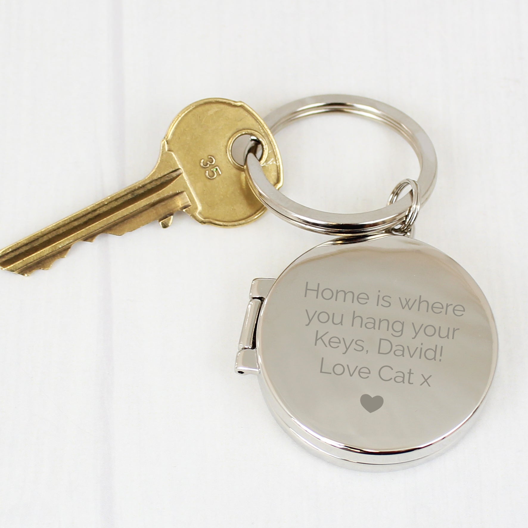 Personalised Heart Motif Round Photo Keyring - MK&JD Gifts