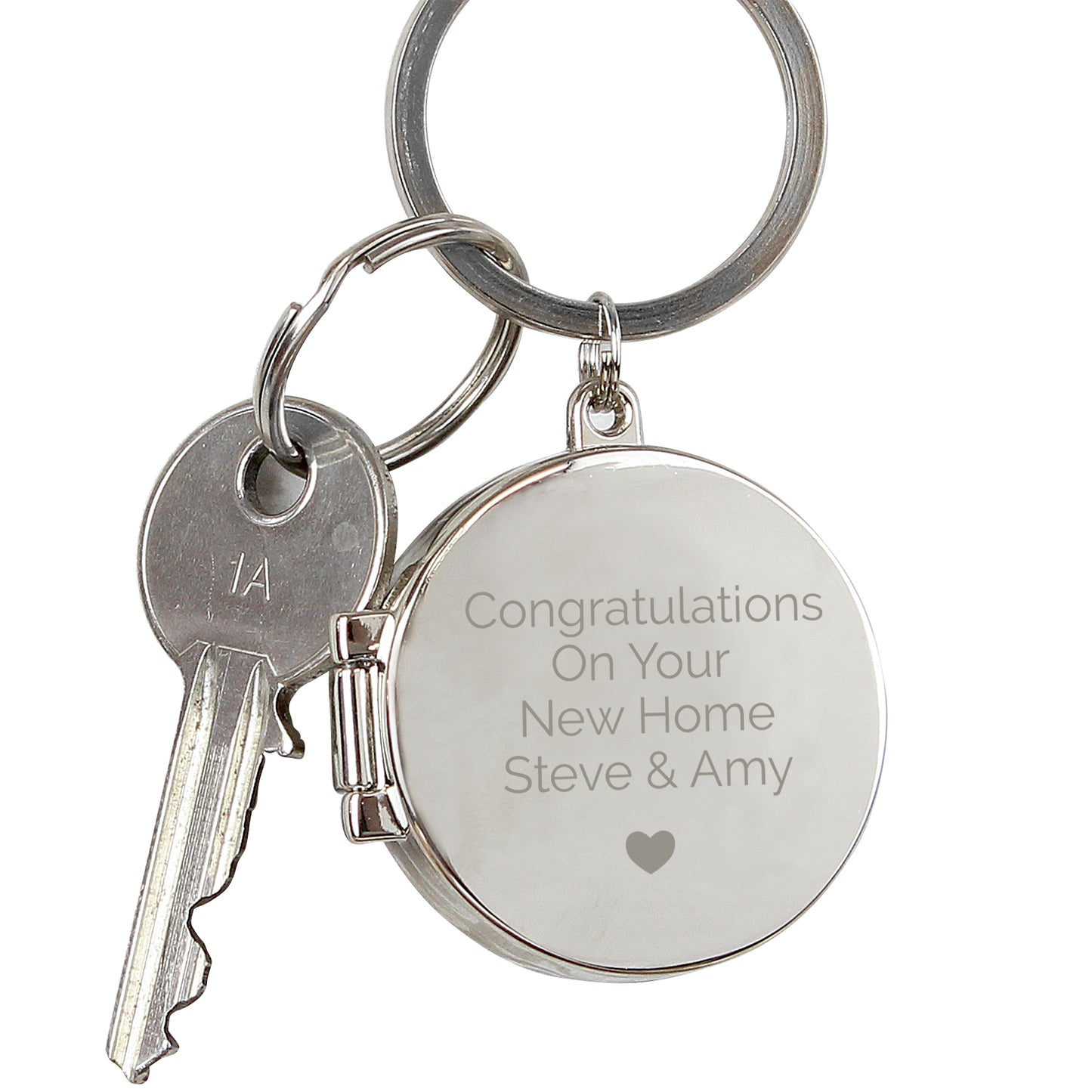 Personalised Heart Motif Round Photo Keyring - MK&JD Gifts