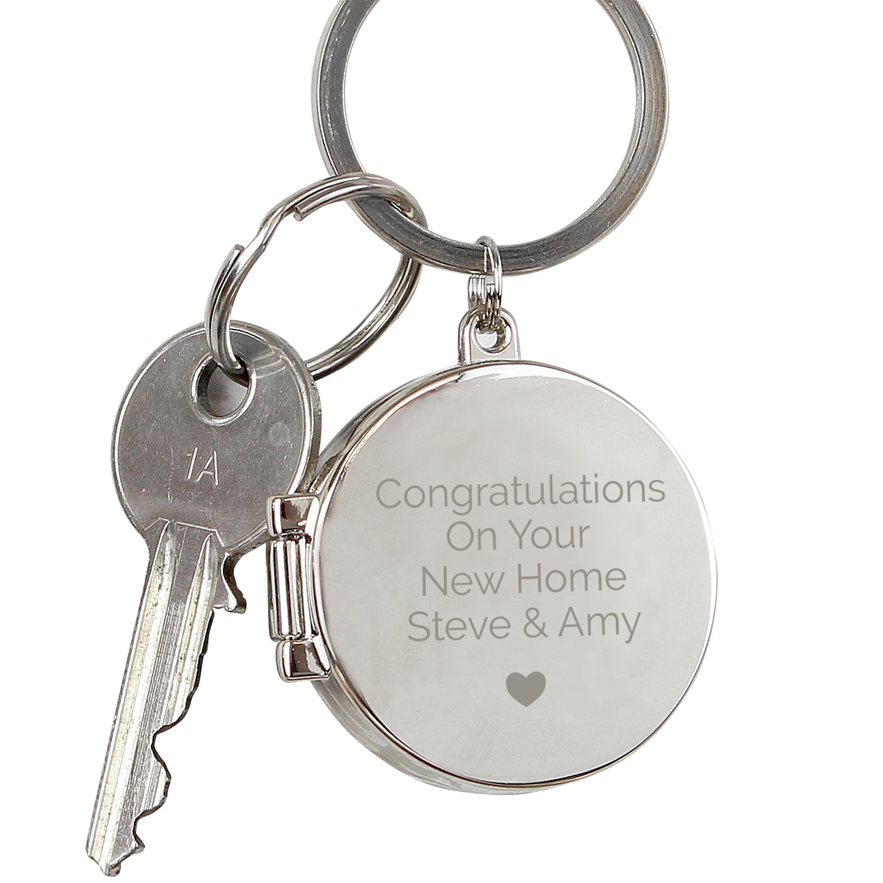 Personalised Heart Motif Round Photo Keyring - MK&JD Gifts