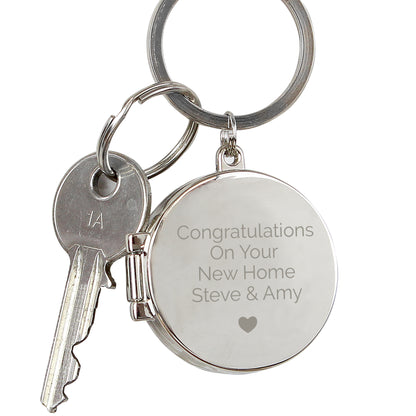 Personalised Heart Motif Round Photo Keyring - MK&JD Gifts
