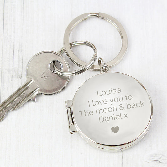 Personalised Heart Motif Round Photo Keyring - MK&JD Gifts