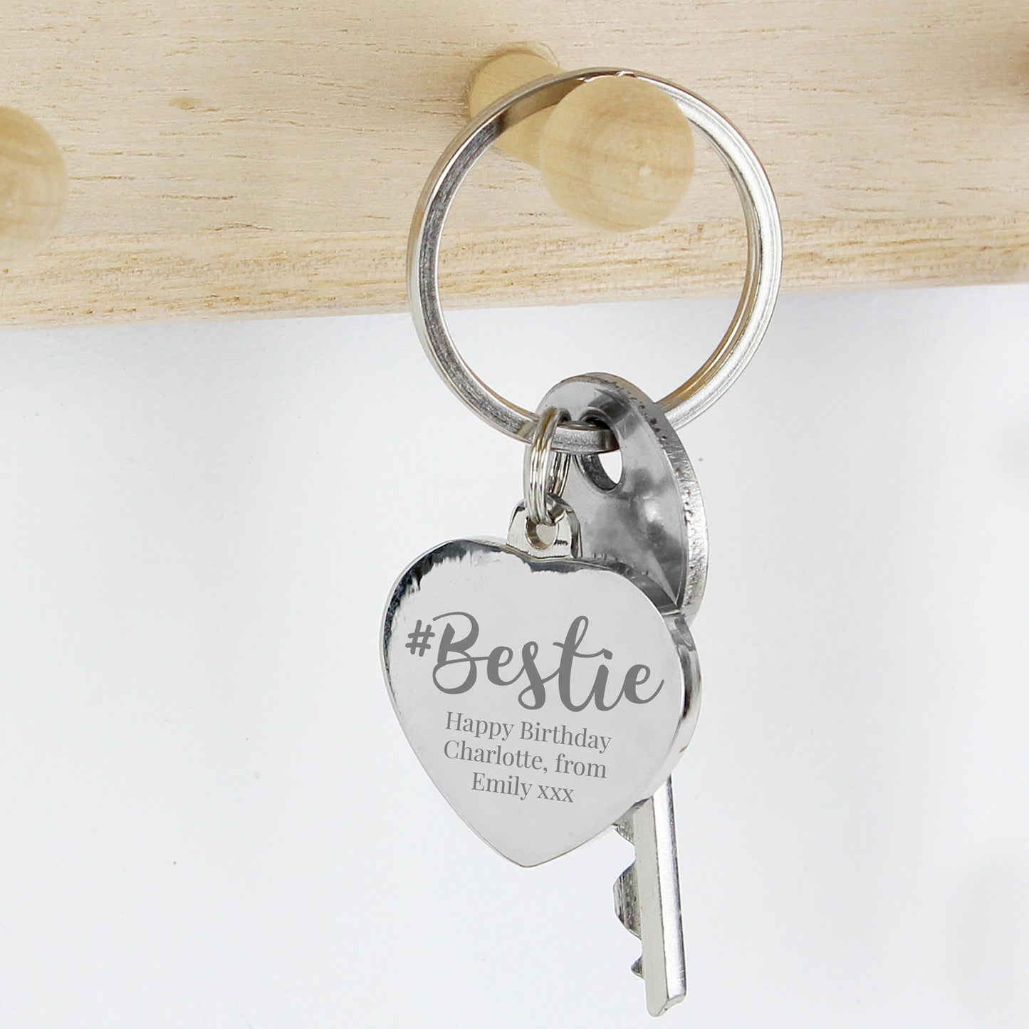 Personalised #Bestie Diamante Heart Keyring - MK&JD Gifts
