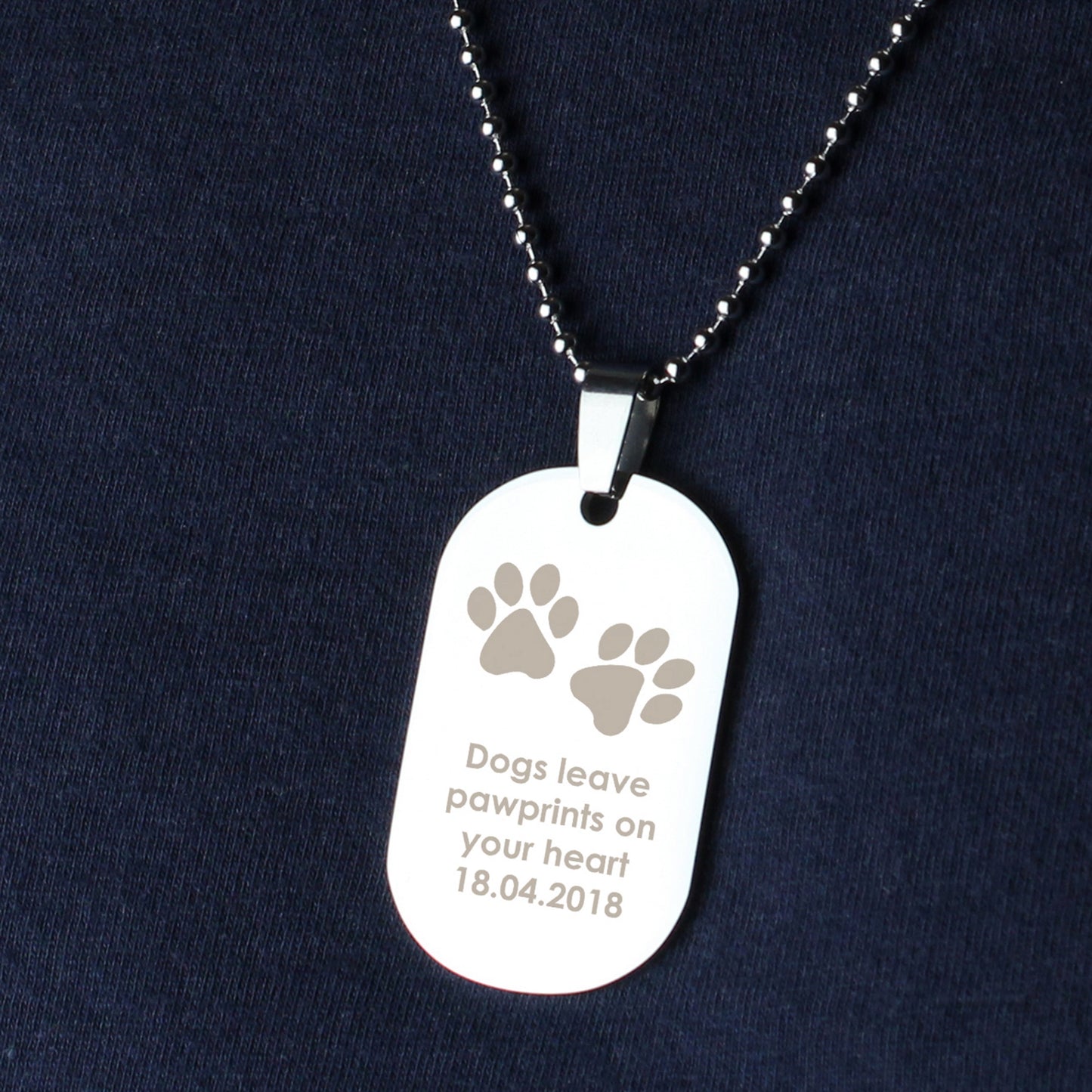 Personalised Paw Prints Stainless Steel Dog Tag Necklace - MK&JD Gifts