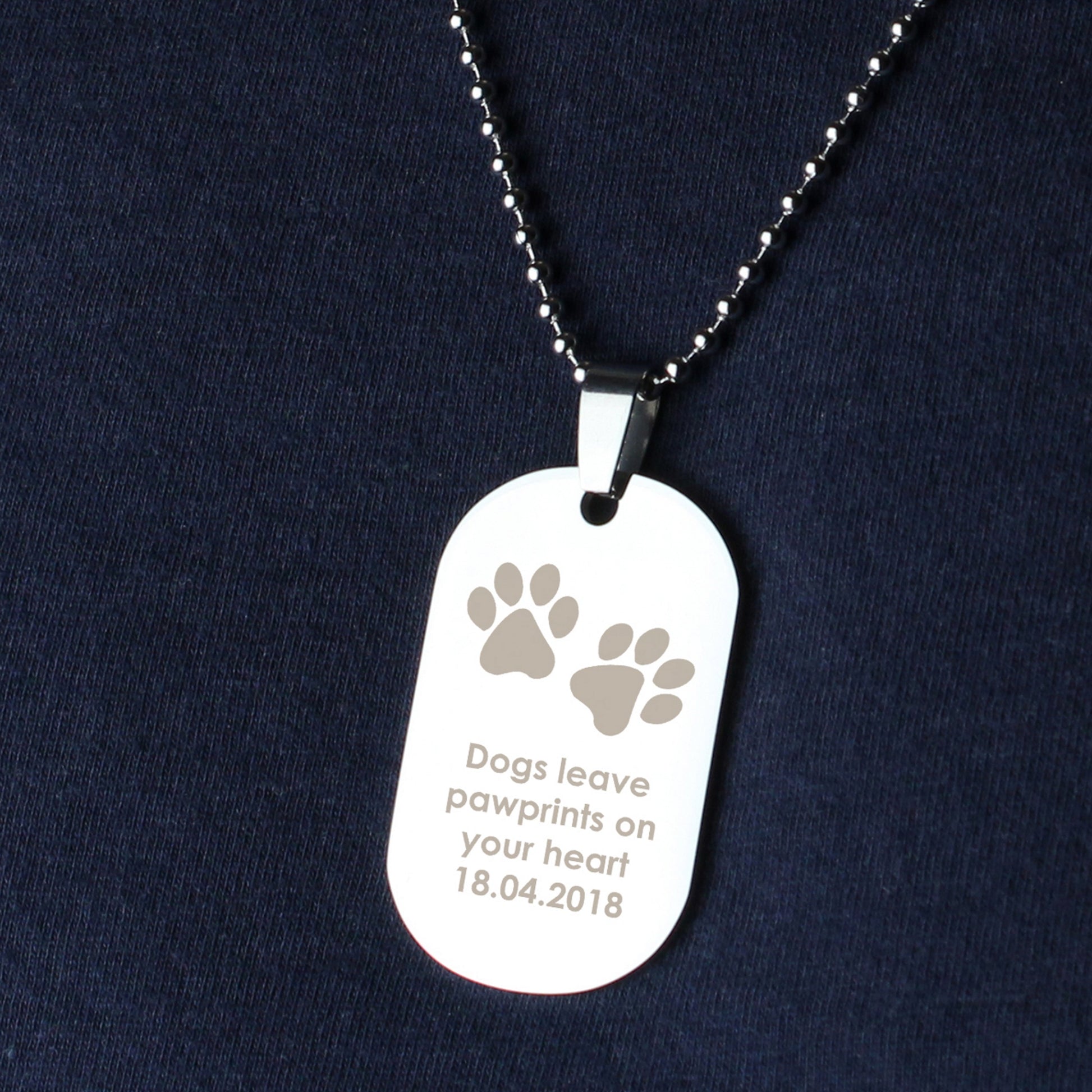 Personalised Paw Prints Stainless Steel Dog Tag Necklace - MK&JD Gifts