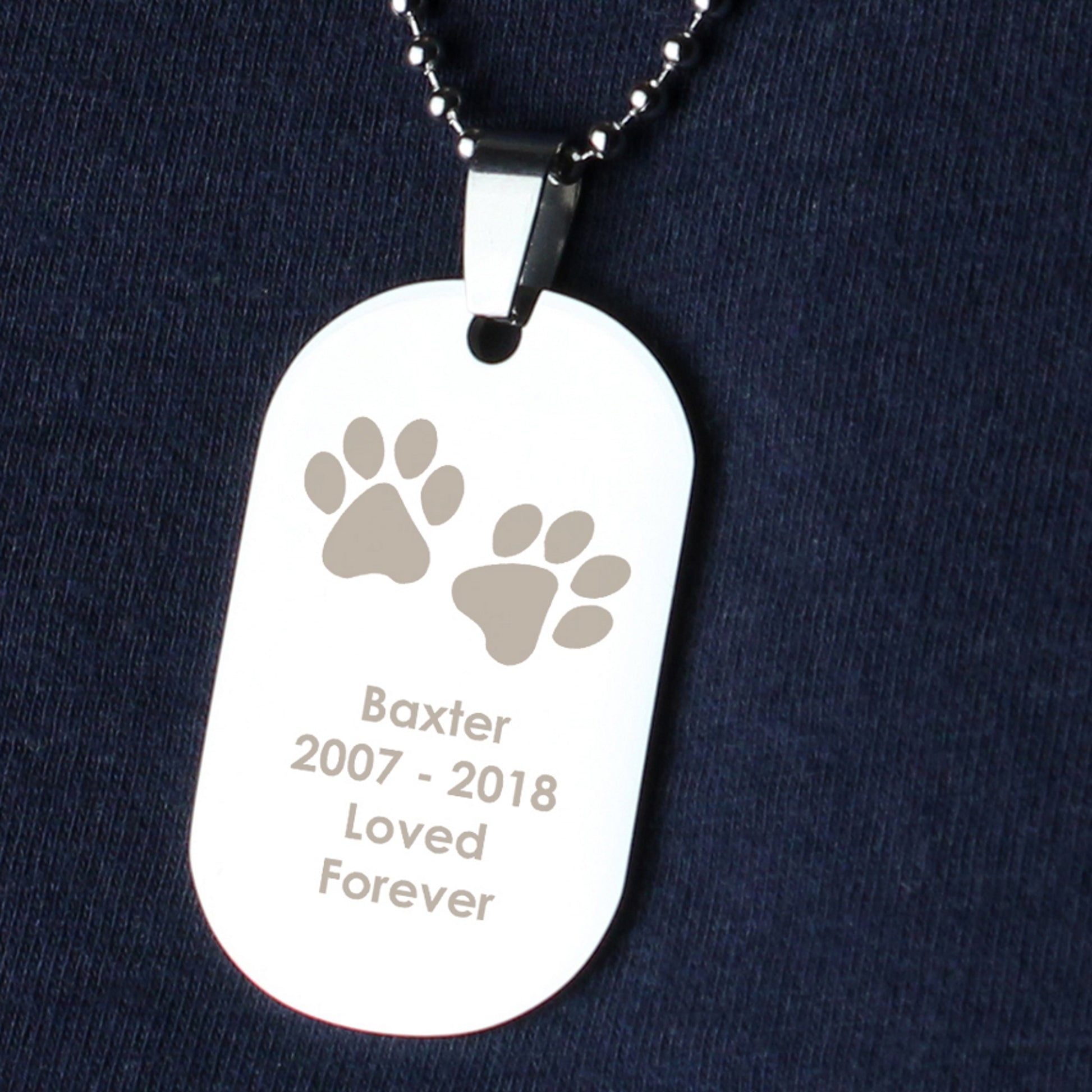 Personalised Paw Prints Stainless Steel Dog Tag Necklace - MK&JD Gifts