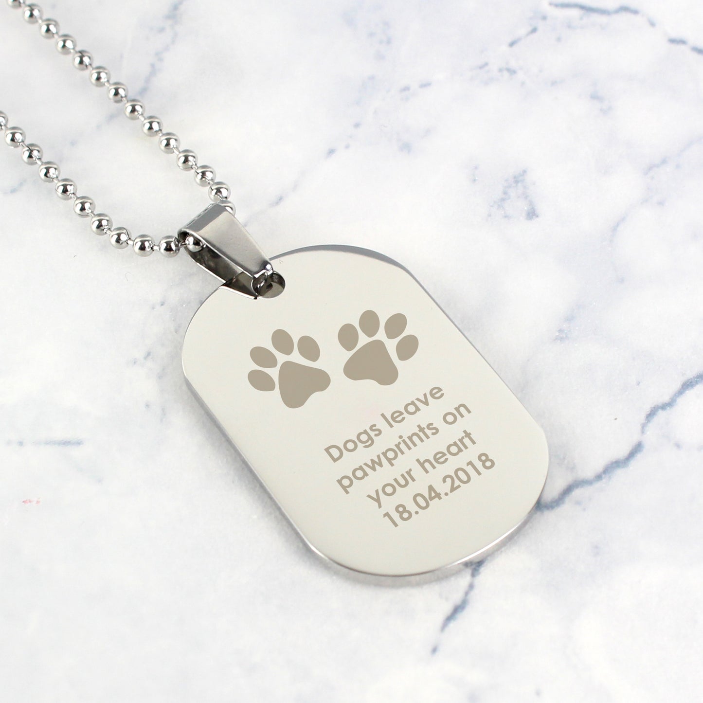 Personalised Paw Prints Stainless Steel Dog Tag Necklace - MK&JD Gifts