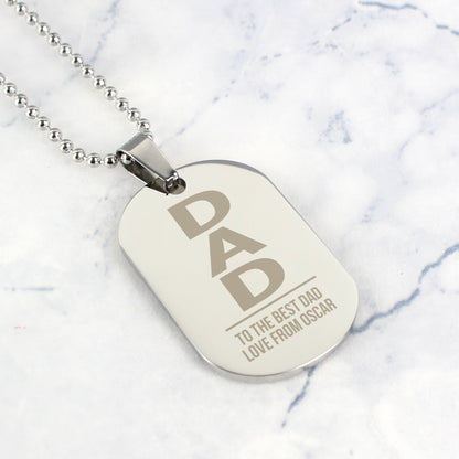 Personalised Dad Stainless Steel Dog Tag Necklace - MK&JD Gifts