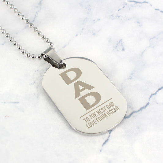 Personalised Dad Stainless Steel Dog Tag Necklace - MK&JD Gifts