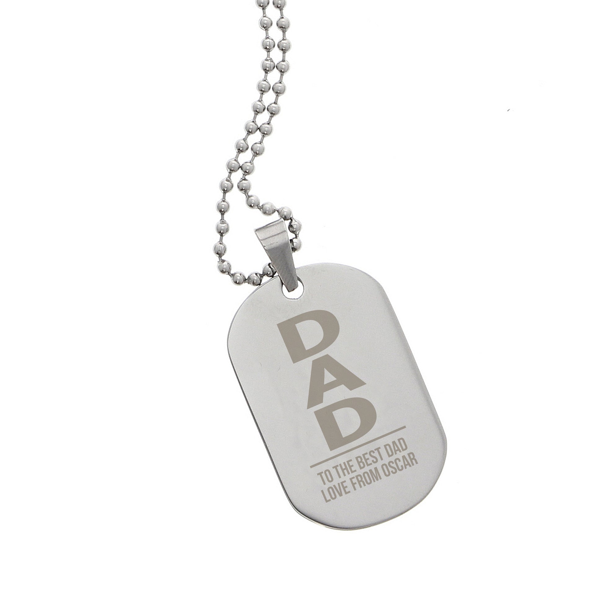 Personalised Dad Stainless Steel Dog Tag Necklace - MK&JD Gifts