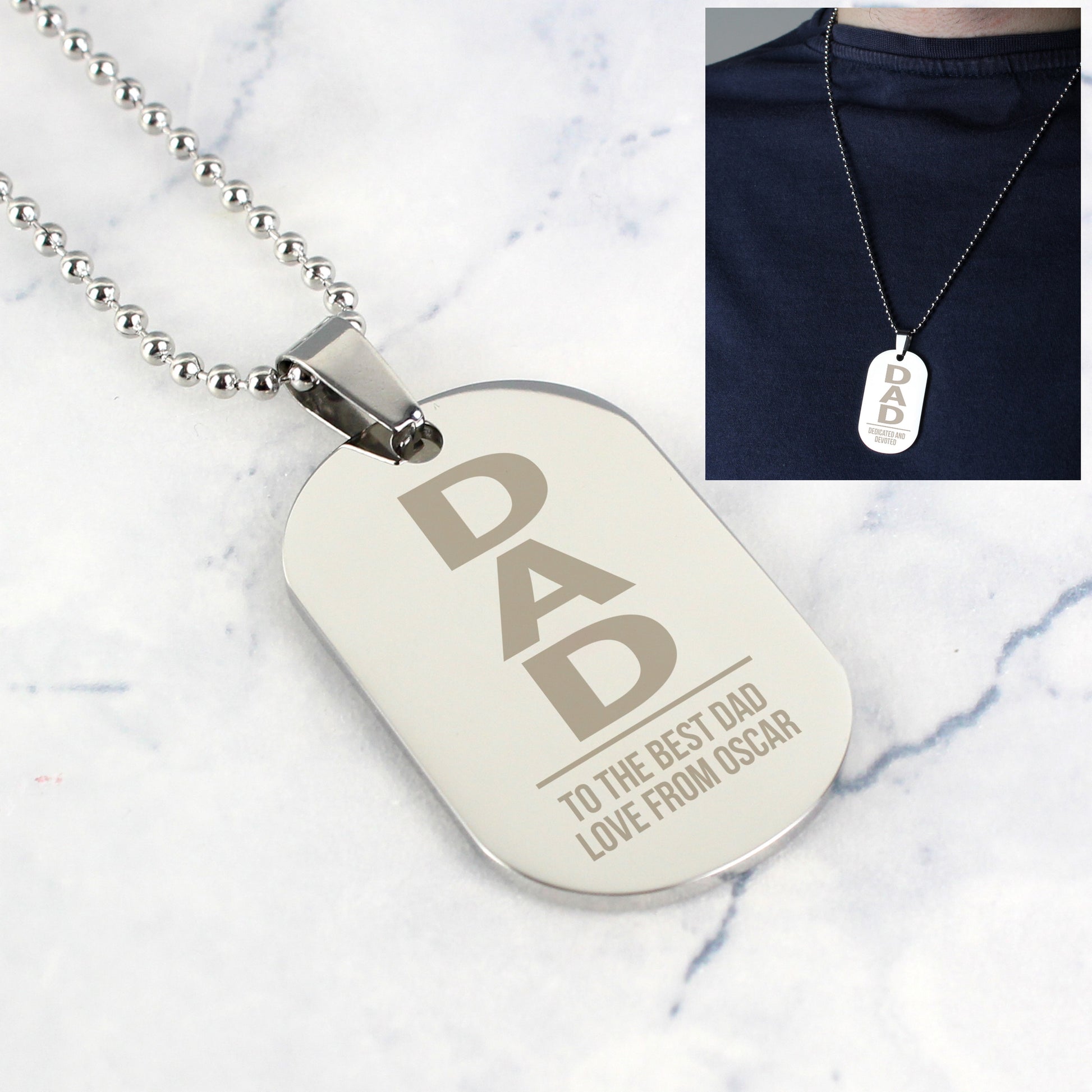 Personalised Dad Stainless Steel Dog Tag Necklace - MK&JD Gifts
