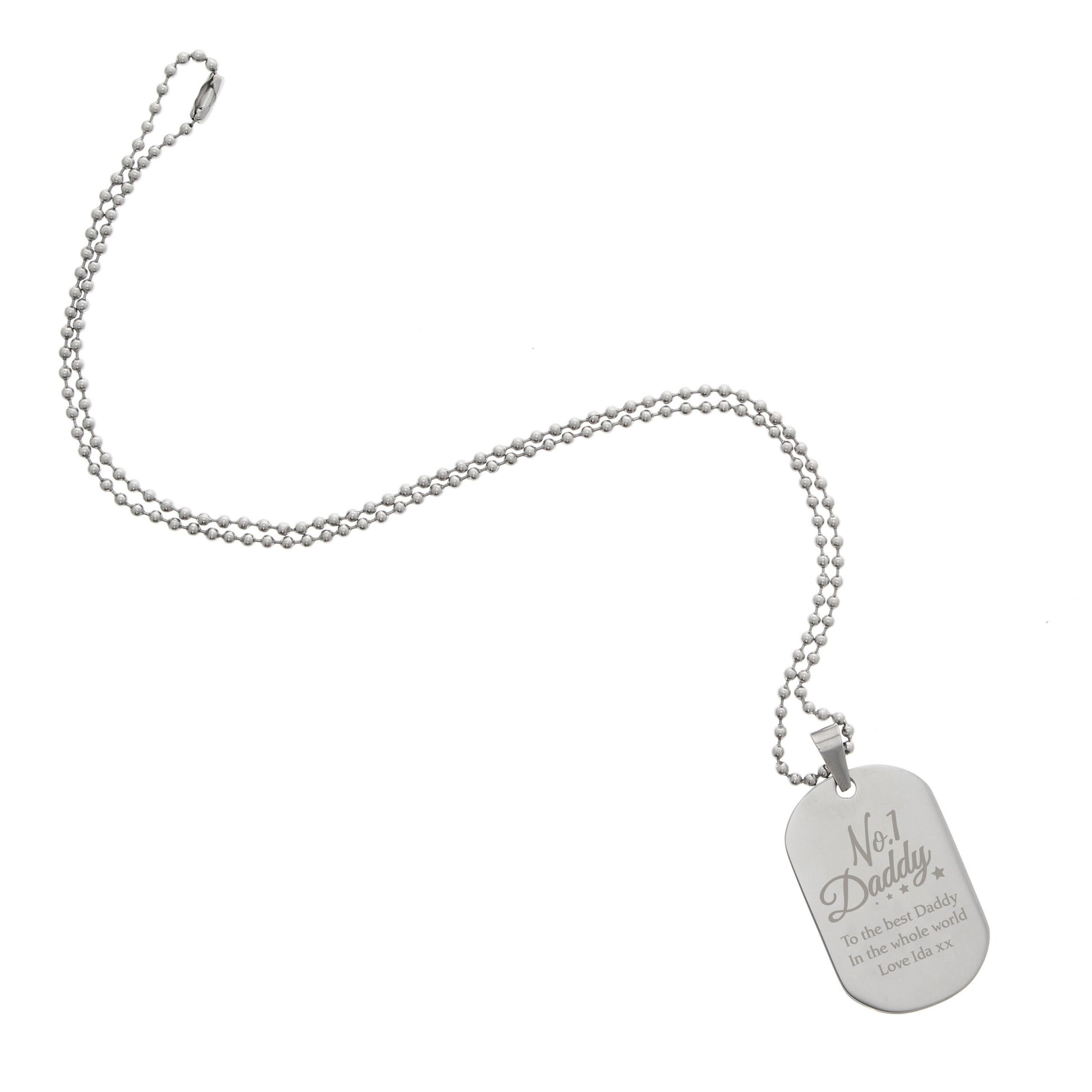 Personalised No.1 Daddy Stainless Steel Dog Tag Necklace - MK&JD Gifts