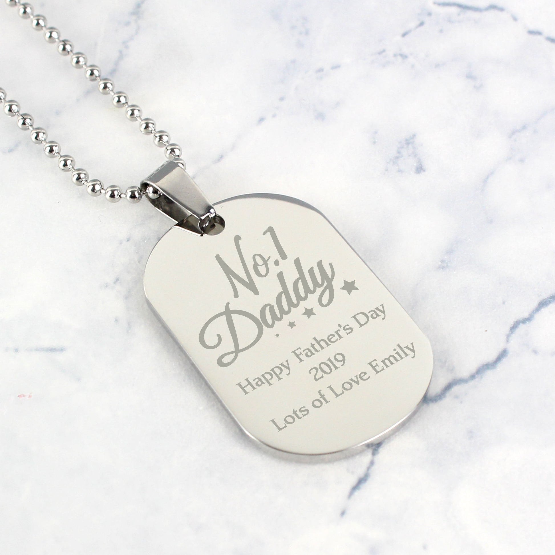 Personalised No.1 Daddy Stainless Steel Dog Tag Necklace - MK&JD Gifts