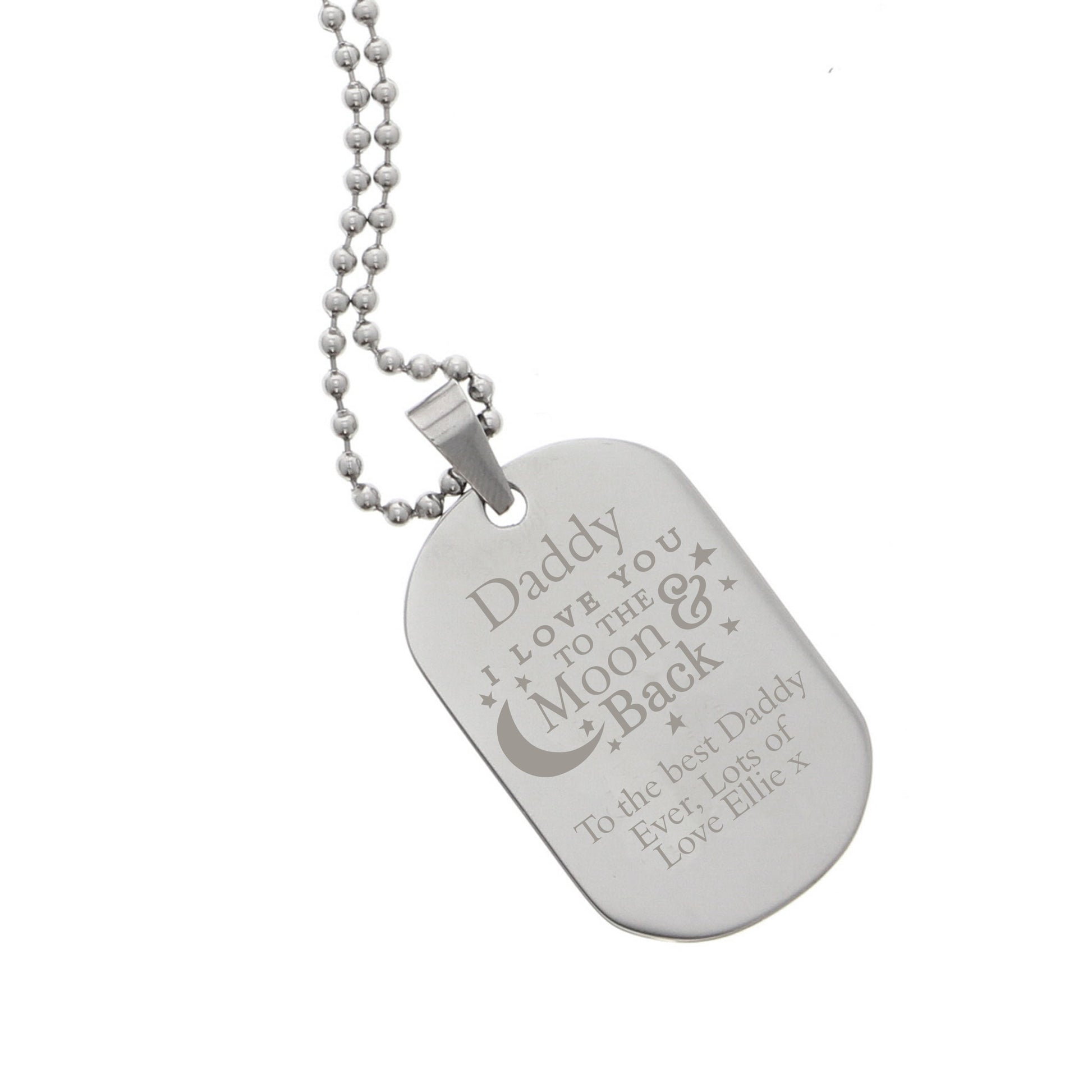 Personalised 'To The Moon & Back...' Stainless Steel Dog Tag Necklace - MK&JD Gifts