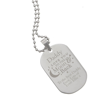 Personalised 'To The Moon & Back...' Stainless Steel Dog Tag Necklace - MK&JD Gifts