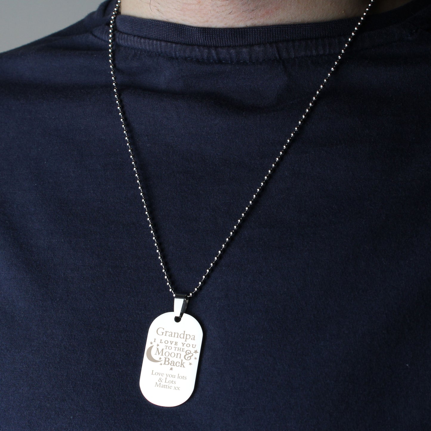 Personalised 'To The Moon & Back...' Stainless Steel Dog Tag Necklace - MK&JD Gifts